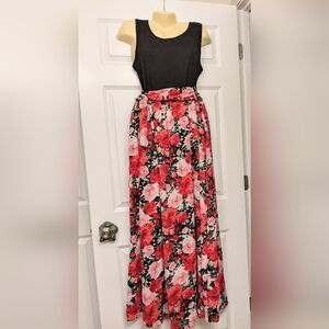Sexy maxi dress by Betsy's Boutique Shop sz L XL 14 16 Floral Flowing Skirt